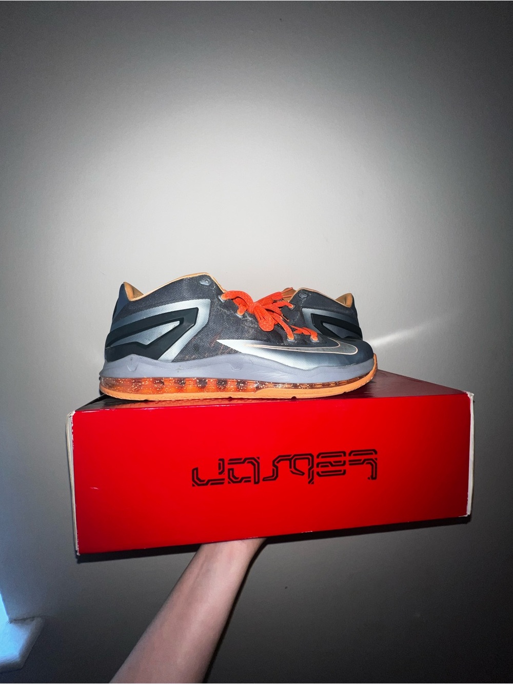 Men’s Gray and Orange Athletic Sneakers - Breathable Comfort